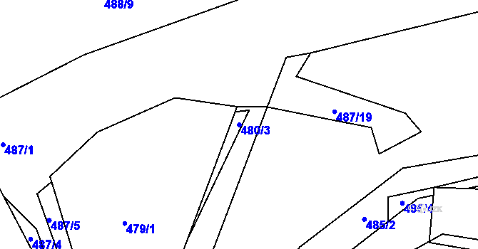 Parcela st. 480/3 v KÚ Hážovice, Katastrální mapa