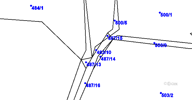 Parcela st. 483/10 v KÚ Hážovice, Katastrální mapa