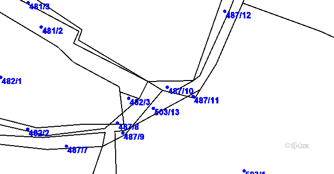 Parcela st. 487/10 v KÚ Hážovice, Katastrální mapa