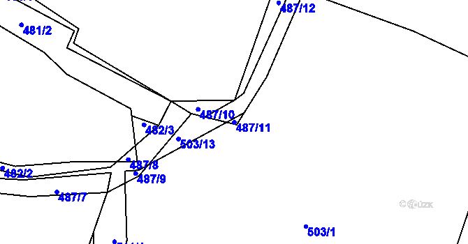 Parcela st. 487/11 v KÚ Hážovice, Katastrální mapa