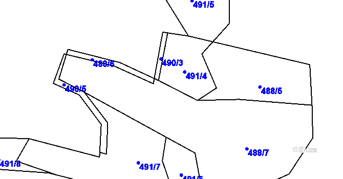 Parcela st. 488/11 v KÚ Hážovice, Katastrální mapa