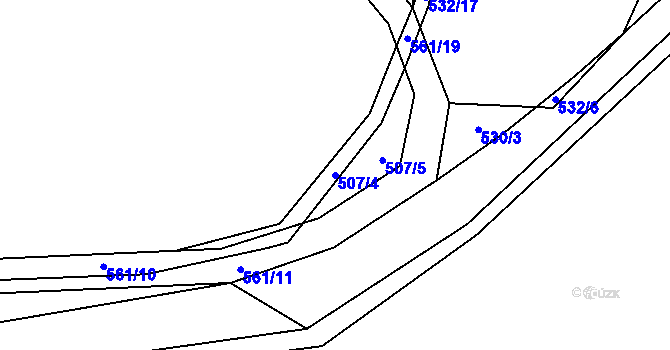 Parcela st. 507/4 v KÚ Hážovice, Katastrální mapa