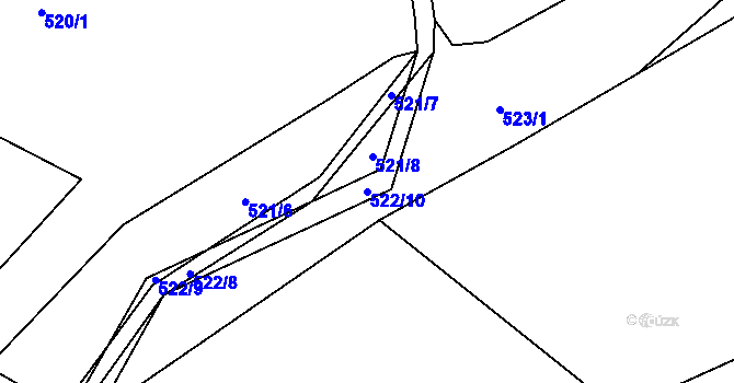 Parcela st. 522/10 v KÚ Hážovice, Katastrální mapa