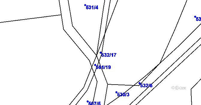 Parcela st. 532/17 v KÚ Hážovice, Katastrální mapa