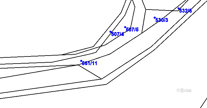 Parcela st. 561/14 v KÚ Hážovice, Katastrální mapa