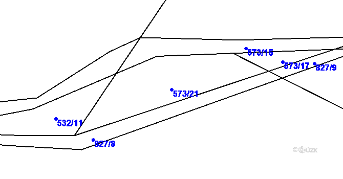 Parcela st. 573/21 v KÚ Hážovice, Katastrální mapa