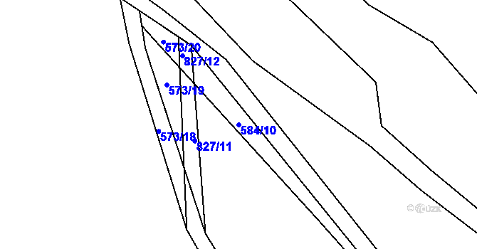 Parcela st. 584/10 v KÚ Hážovice, Katastrální mapa