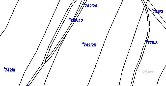 Parcela st. 742/25 v KÚ Hážovice, Katastrální mapa