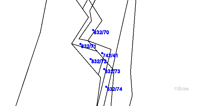 Parcela st. 742/41 v KÚ Hážovice, Katastrální mapa
