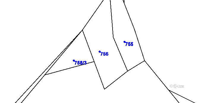 Parcela st. 756 v KÚ Hážovice, Katastrální mapa