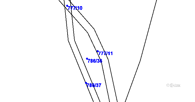 Parcela st. 777/11 v KÚ Hážovice, Katastrální mapa