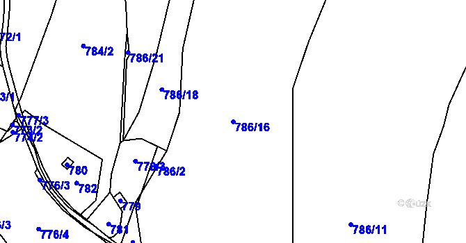Parcela st. 786/16 v KÚ Hážovice, Katastrální mapa