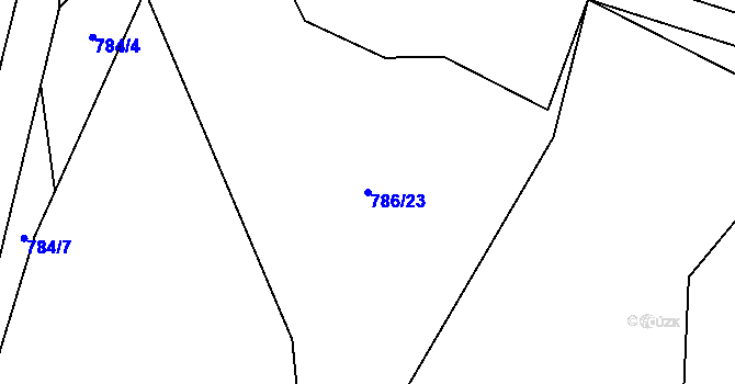 Parcela st. 786/23 v KÚ Hážovice, Katastrální mapa
