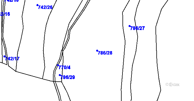 Parcela st. 786/28 v KÚ Hážovice, Katastrální mapa