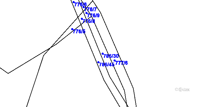 Parcela st. 786/30 v KÚ Hážovice, Katastrální mapa