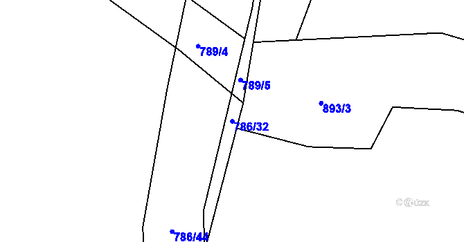 Parcela st. 786/32 v KÚ Hážovice, Katastrální mapa
