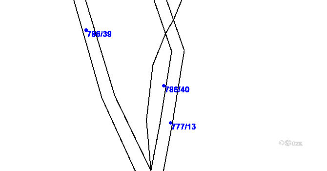 Parcela st. 786/40 v KÚ Hážovice, Katastrální mapa