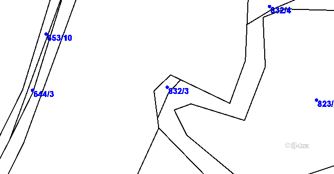 Parcela st. 832/3 v KÚ Hážovice, Katastrální mapa