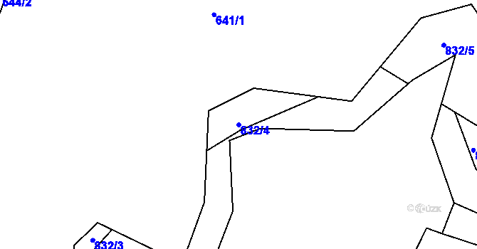 Parcela st. 832/4 v KÚ Hážovice, Katastrální mapa