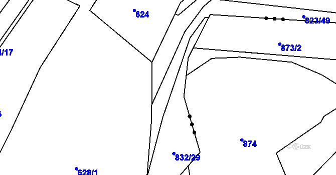 Parcela st. 832/7 v KÚ Hážovice, Katastrální mapa