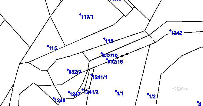 Parcela st. 832/10 v KÚ Hážovice, Katastrální mapa