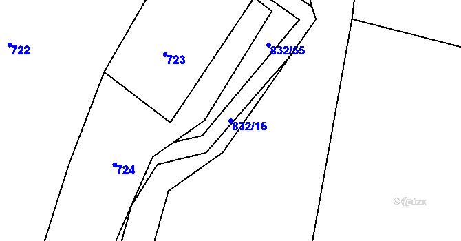 Parcela st. 832/15 v KÚ Hážovice, Katastrální mapa