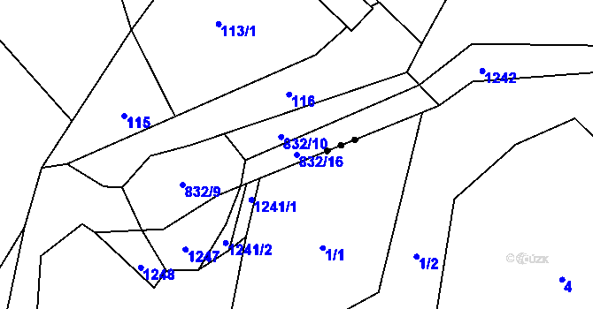 Parcela st. 832/16 v KÚ Hážovice, Katastrální mapa
