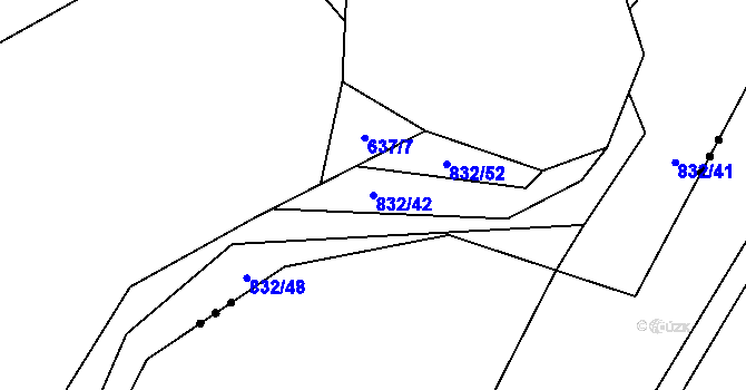 Parcela st. 832/42 v KÚ Hážovice, Katastrální mapa