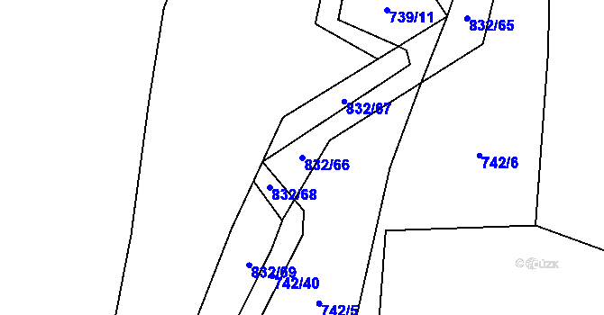 Parcela st. 832/66 v KÚ Hážovice, Katastrální mapa