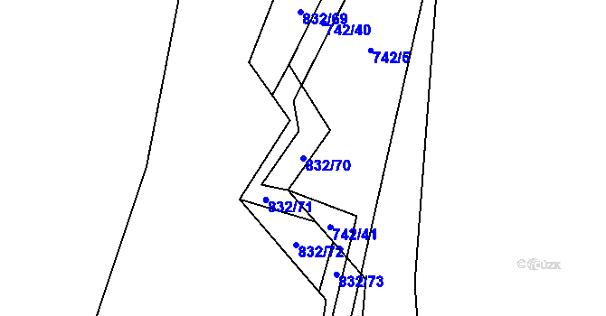 Parcela st. 832/70 v KÚ Hážovice, Katastrální mapa