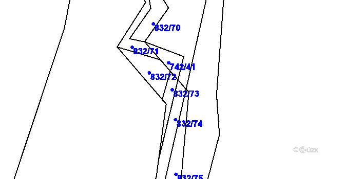 Parcela st. 832/73 v KÚ Hážovice, Katastrální mapa