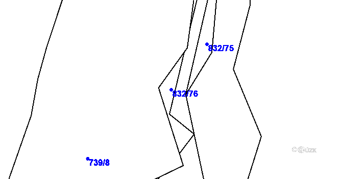 Parcela st. 832/76 v KÚ Hážovice, Katastrální mapa