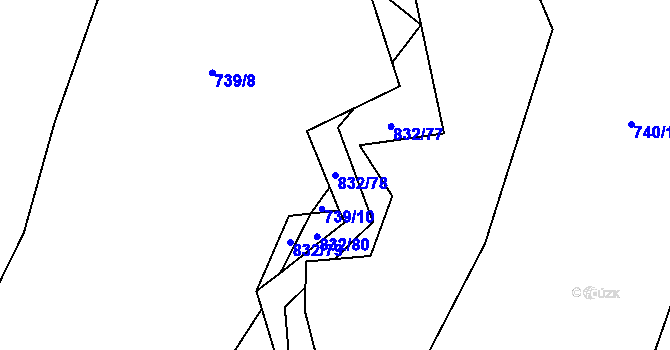 Parcela st. 832/78 v KÚ Hážovice, Katastrální mapa