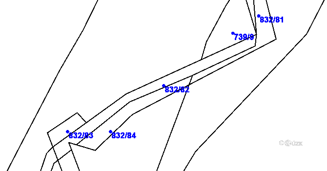 Parcela st. 832/82 v KÚ Hážovice, Katastrální mapa