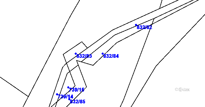 Parcela st. 832/84 v KÚ Hážovice, Katastrální mapa