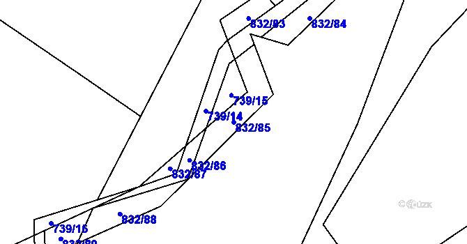 Parcela st. 832/85 v KÚ Hážovice, Katastrální mapa