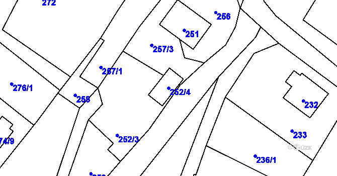 Parcela st. 252/4 v KÚ Hážovice, Katastrální mapa