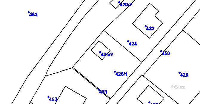 Parcela st. 425/2 v KÚ Hážovice, Katastrální mapa