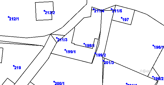 Parcela st. 198/1 v KÚ Hážovice, Katastrální mapa