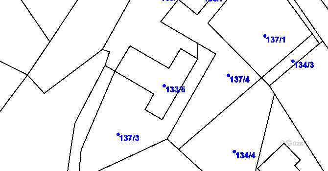 Parcela st. 133/5 v KÚ Hážovice, Katastrální mapa