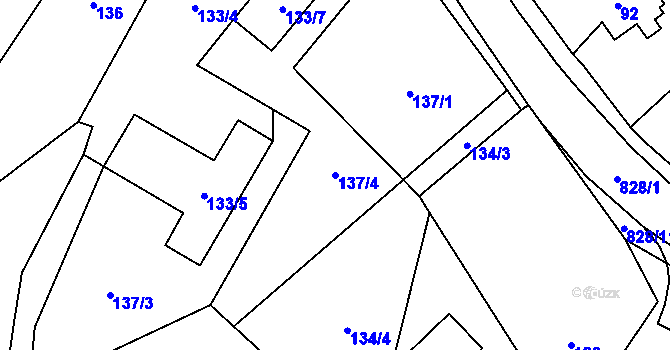 Parcela st. 137/4 v KÚ Hážovice, Katastrální mapa