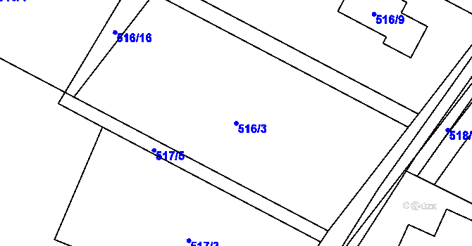 Parcela st. 516/3 v KÚ Hážovice, Katastrální mapa