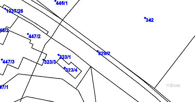 Parcela st. 829/2 v KÚ Hážovice, Katastrální mapa