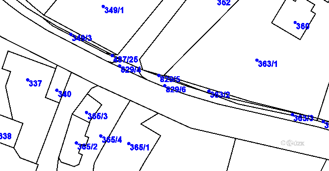 Parcela st. 829/6 v KÚ Hážovice, Katastrální mapa