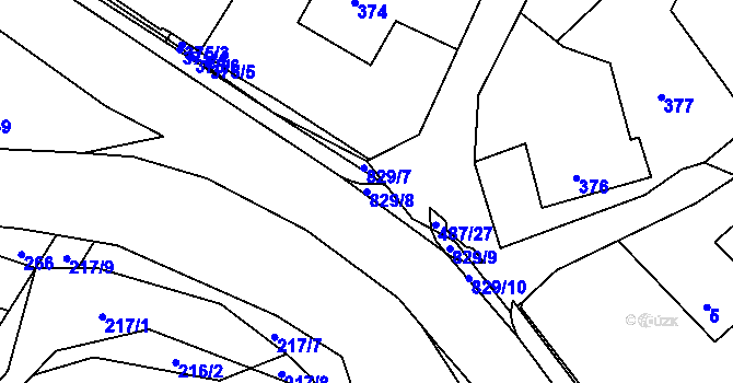 Parcela st. 829/8 v KÚ Hážovice, Katastrální mapa