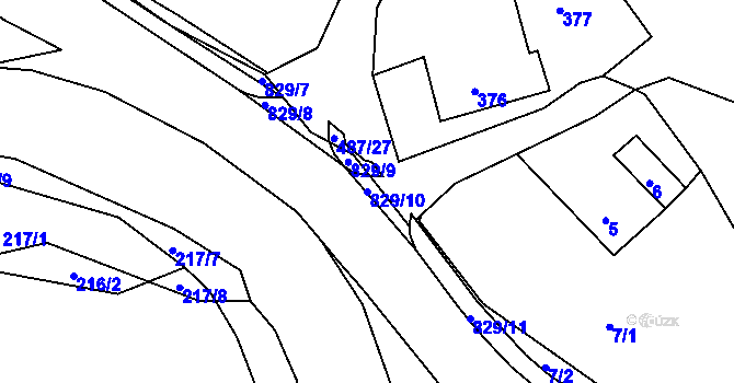 Parcela st. 829/10 v KÚ Hážovice, Katastrální mapa