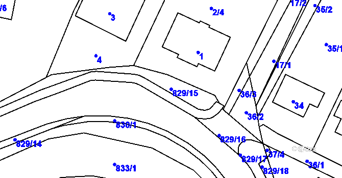 Parcela st. 829/15 v KÚ Hážovice, Katastrální mapa