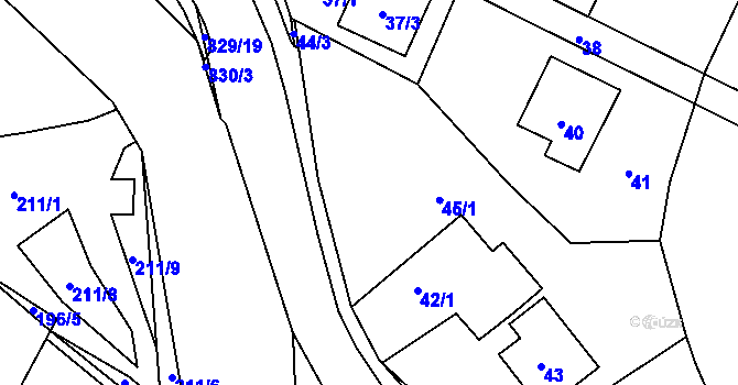 Parcela st. 44/1 v KÚ Hážovice, Katastrální mapa