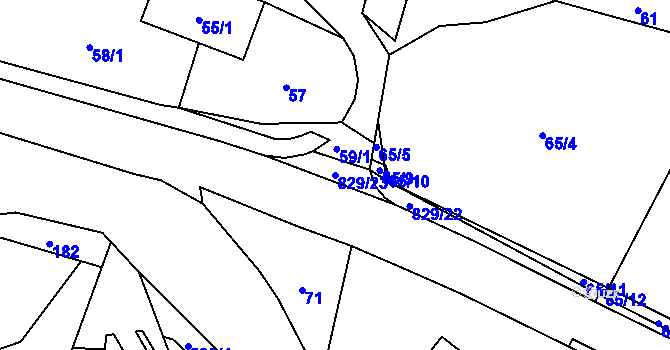Parcela st. 829/23 v KÚ Hážovice, Katastrální mapa