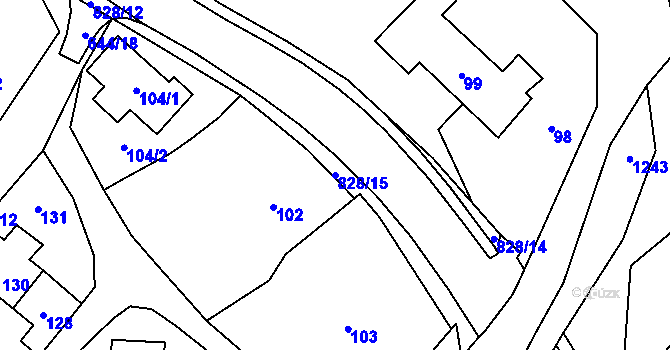 Parcela st. 828/15 v KÚ Hážovice, Katastrální mapa